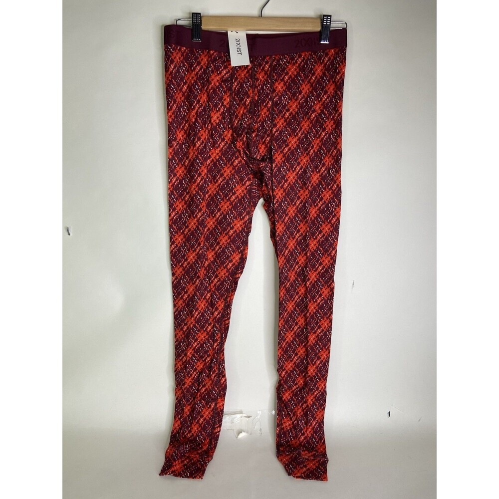 2xist Essential Cotton Long John Pants Under Layer Abstract Plaid Men's Size S